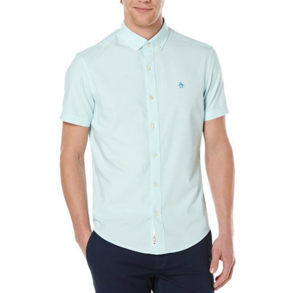 Original‎ Penguin Core Short Sleeve Oxford Shirt 79 Mint Green Size Medium